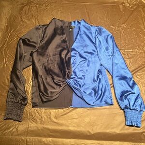 Aqua Blue/Black spilt shirt. Size L.
